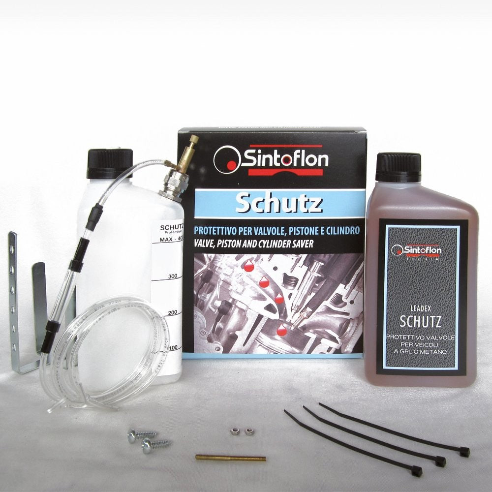 SCH - KIT SCHUTZ Kit protettivo valvole dosatore goccia GPL-METANO e flacone Leadex Schutz 500ml accessori